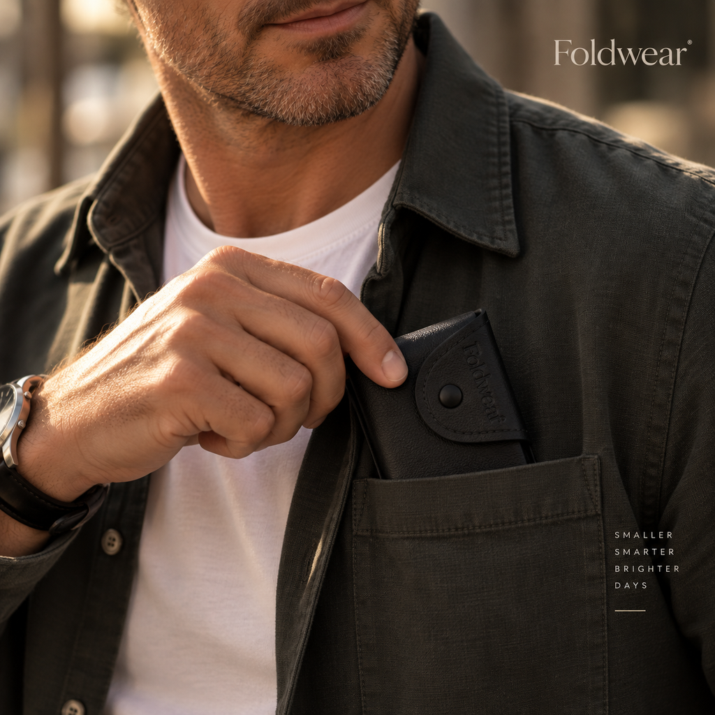 Foldwear Classic pouch in a shirt breast pocket